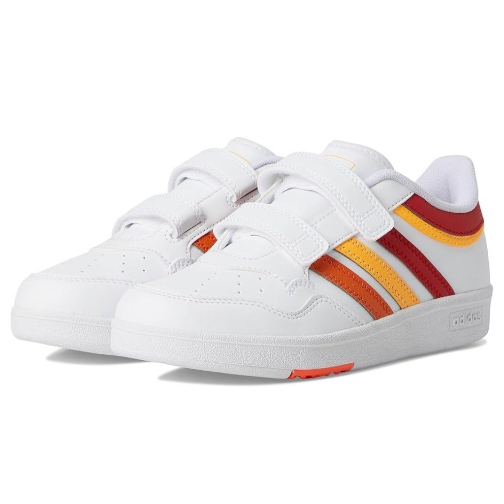 adidas Kid's Hoops 4.0 Sneakers - White/Scarlet/Flash Orange, Size 1 Little Kid