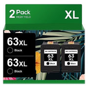 63XL High-Yield Black Ink Cartridge Twin Pack - Compatible with HP Envy, OfficeJet, and DeskJet Printers