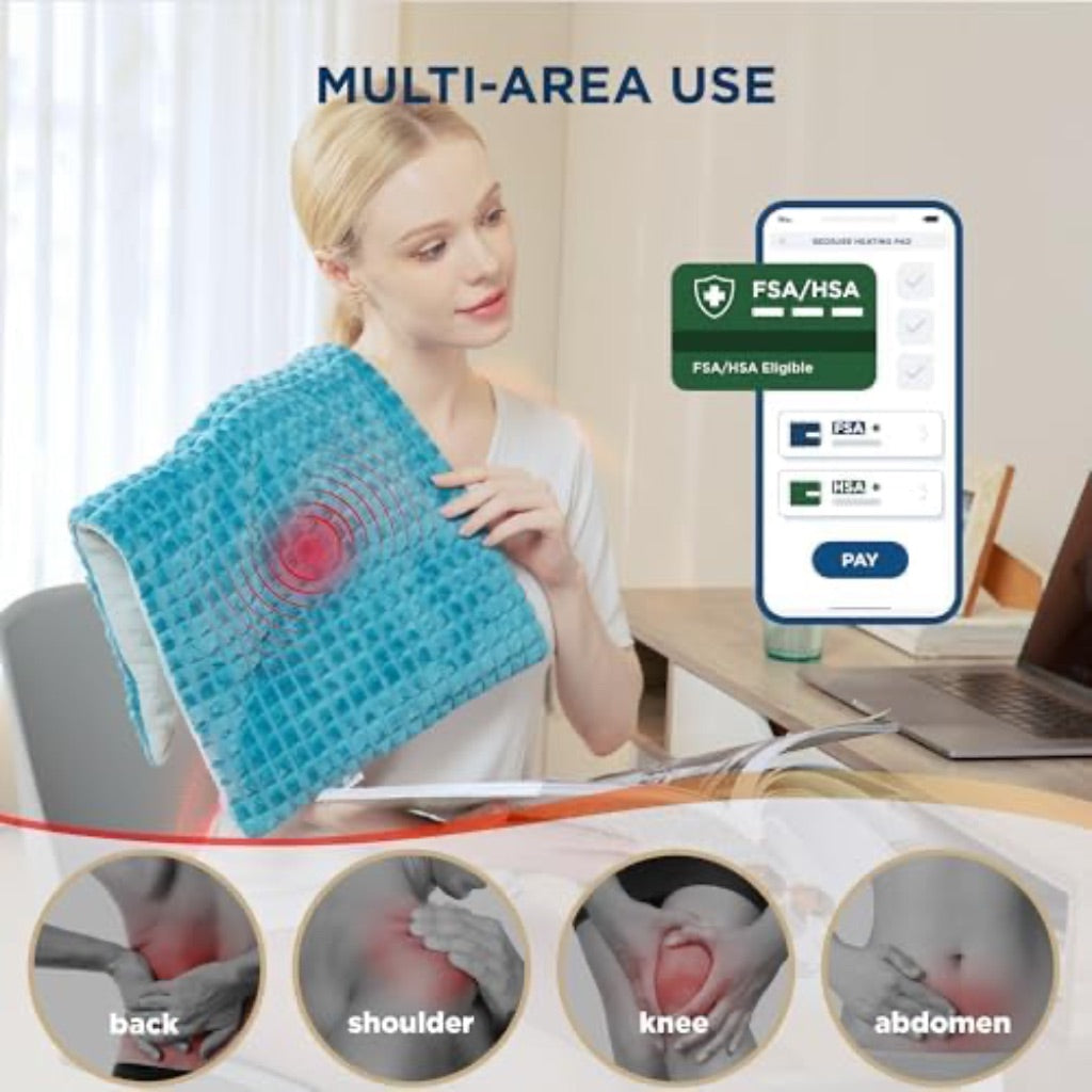 Bedsure Weighted Heating Pad for Back, Neck, and Shoulders with Vibration, Auto Shut Off - Teal, 5lbs 12" x 24"