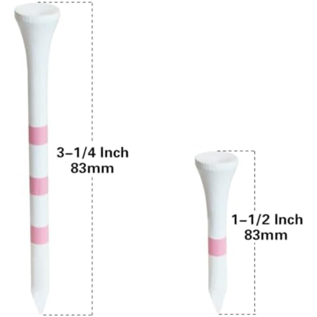Three Striped Marking Wood Golf Tees 80 Count 3-1/4 inch with 20 Count 1-1/2 inch Tees Mixed Pack