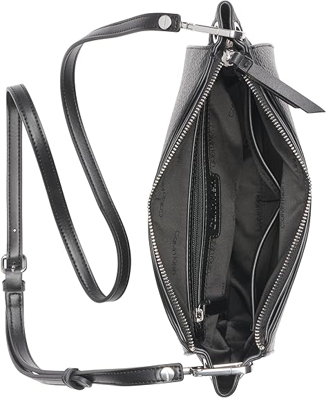 Calvin Klein Garnet Top Zip Crossbody Purse - Black/Silver