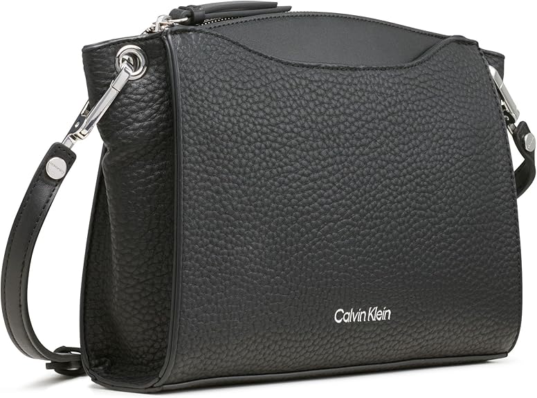 Calvin Klein Garnet Top Zip Crossbody Purse - Black/Silver