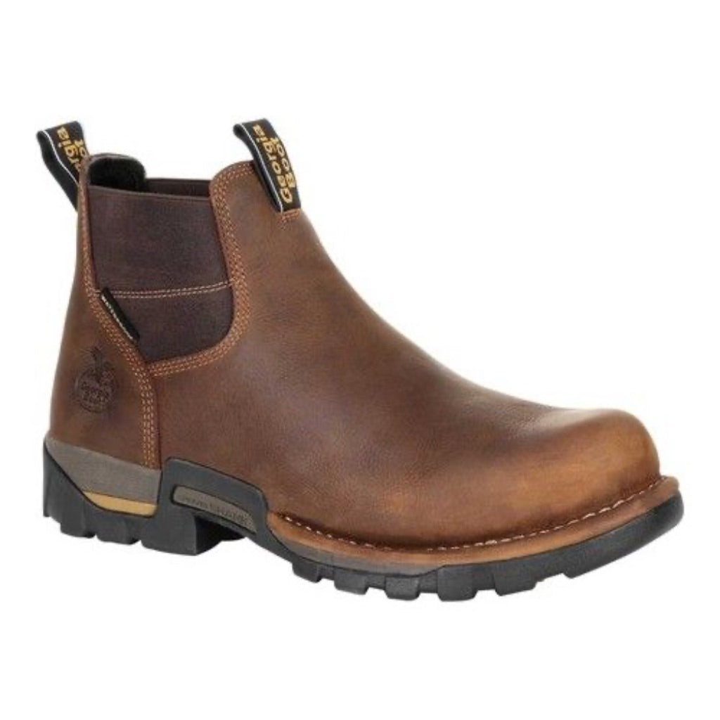 Georgia Boot Men's Eagle One Waterproof Chelsea Work Boots, Brown, Size 10 Wide