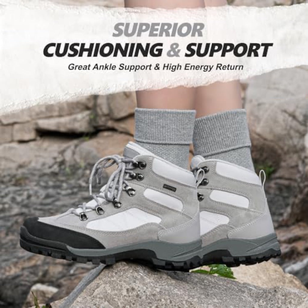R CORD Women's Waterproof Hiking Boots - Light Gray, Size 8.5