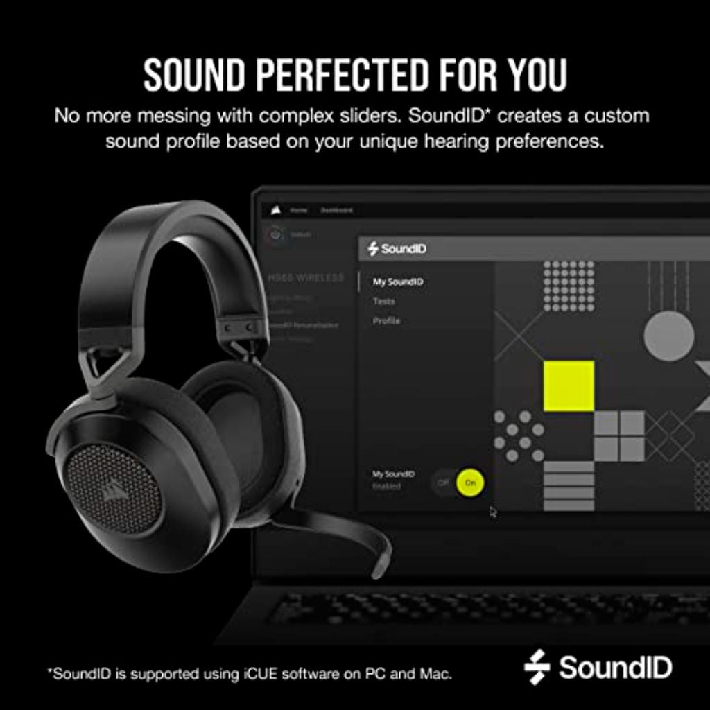 Corsair HS65 Wireless Gaming Headset Low Latency 2.4GHz, 7.1 Surround Sound - Carbon