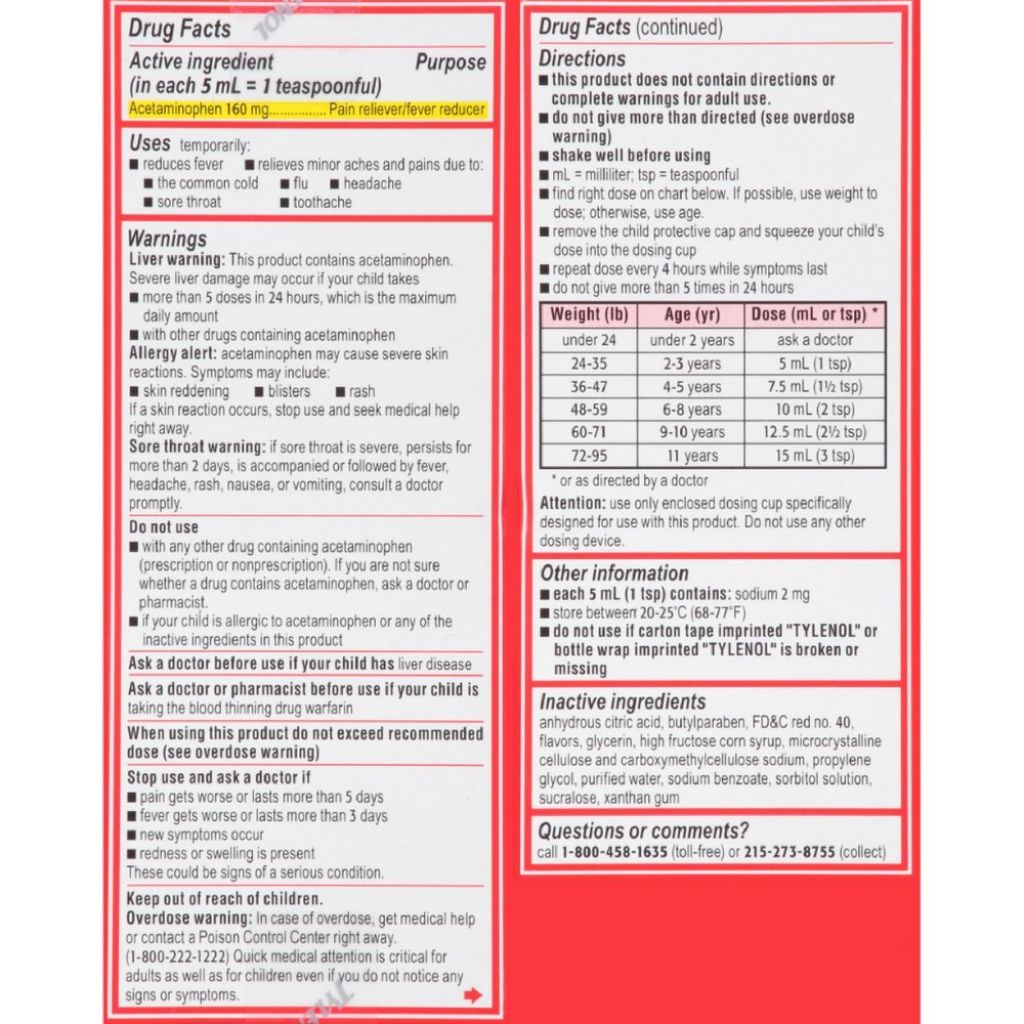 Children's Tylenol Pain & Fever Oral Suspension - Grape Splash, 4 fl oz