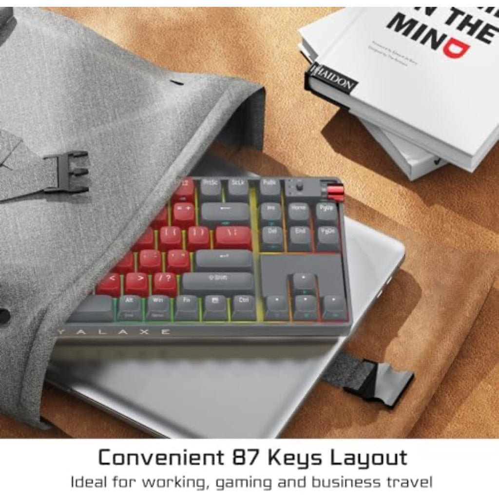 R87 Wireless Mechanical Keyboard, Hot Swappable with RGB Light, PBT Keycaps, G Pro 3.0 Yellow Switch, Night Crimson