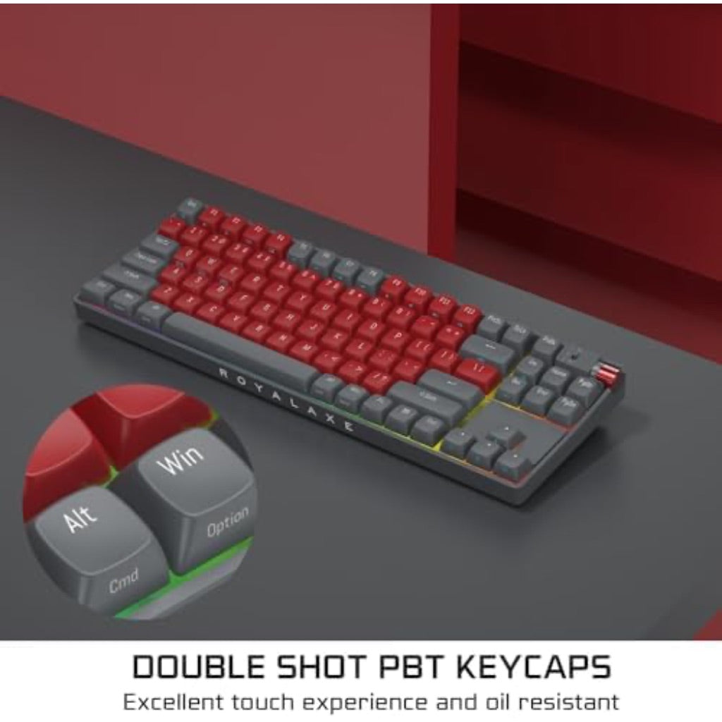 R87 Wireless Mechanical Keyboard, Hot Swappable with RGB Light, PBT Keycaps, G Pro 3.0 Yellow Switch, Night Crimson