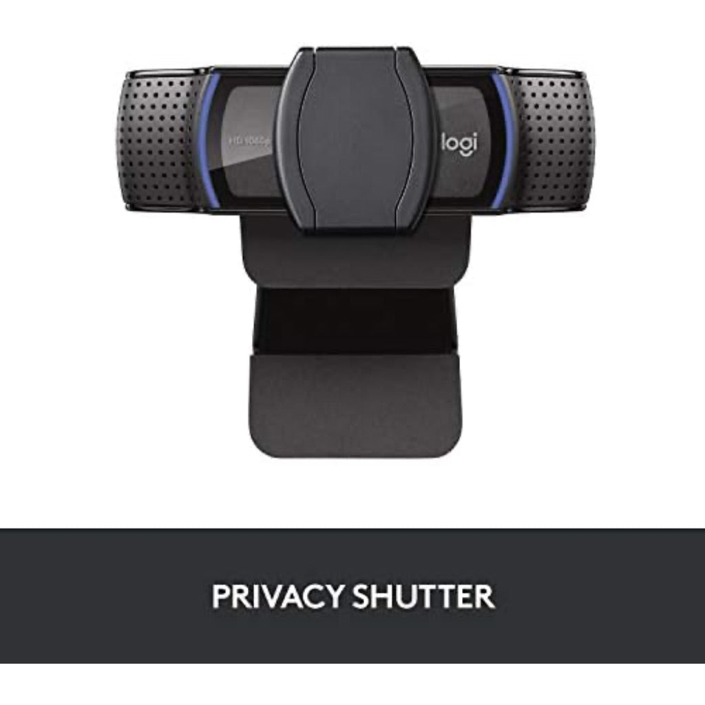 Logitech C920S HD Pro Webcam, 1080p/30fps Video Calling, Stereo Audio, Light Correction, Privacy Shutter - Black