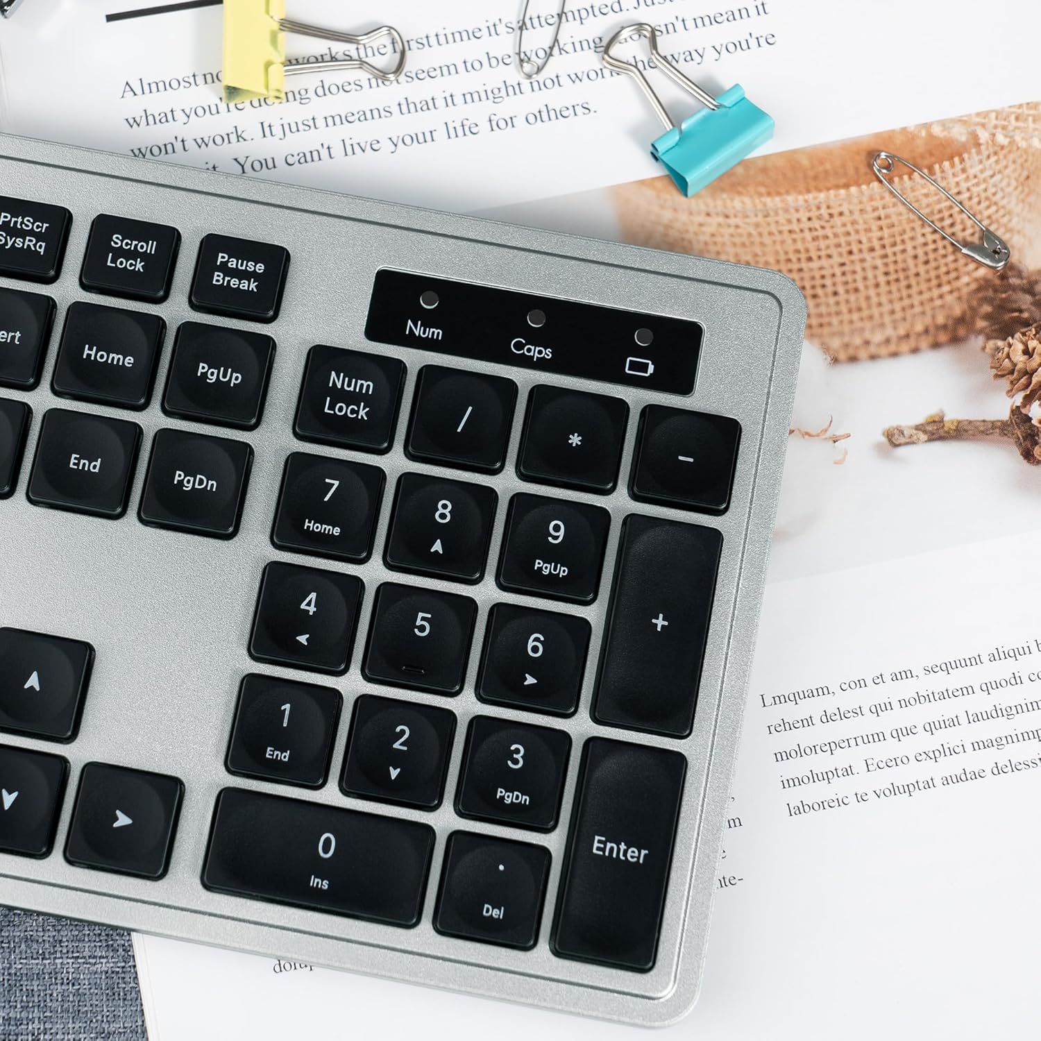 Links9+ Wireless Keyboard and Mouse Combo, 2.4GHz Silent Keyboard, Optical Mouse, Plug and Play - Black & Gray