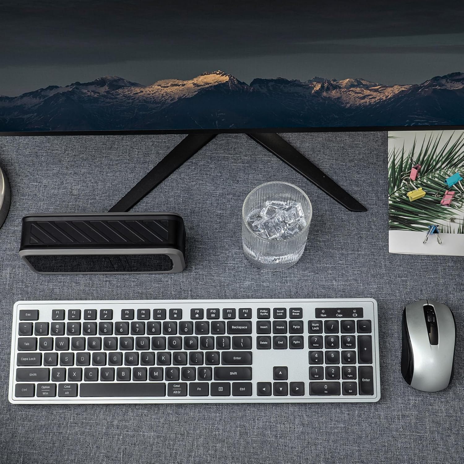 Links9+ Wireless Keyboard and Mouse Combo, 2.4GHz Silent Keyboard, Optical Mouse, Plug and Play - Black & Gray