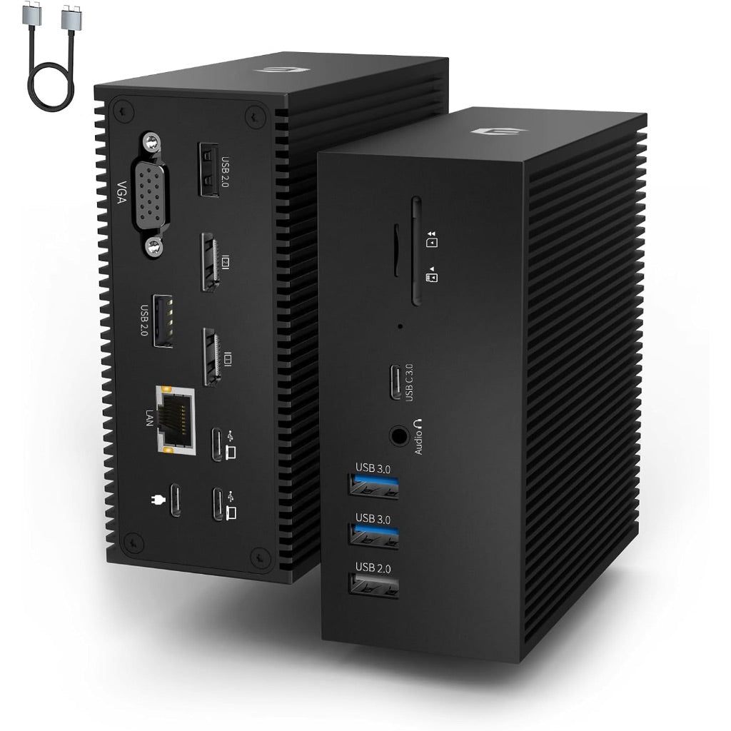 OOTDAY Docking Station Dual Monitor for MacBook Pro/Air, 16 in 2 Triple Display USB C Docking Station with 2 HDMI 4K, VGA, PD 100W, USB-C 3.0, 5USB A, Compatible for macOS Windows Thunderbolt 3 USB C