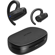 The New Generation Open Ear Earbud Headphones, True Wireless with Earhooks, Case, IPX7 Waterproof - Black
