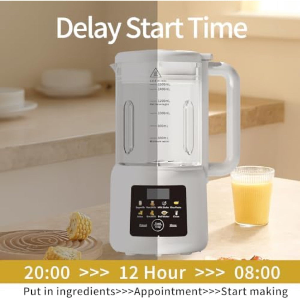 Fobisabi Nut Milk Maker - 54oz Automatic Blender Machine with Delay Start/18 Hours Timer/Keep Warm/Self Clean (White, PY-526)