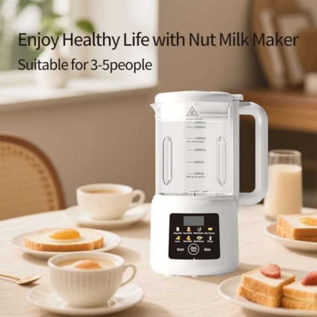 Fobisabi Nut Milk Maker - 54oz Automatic Blender Machine with Delay Start/18 Hours Timer/Keep Warm/Self Clean (White, PY-526)