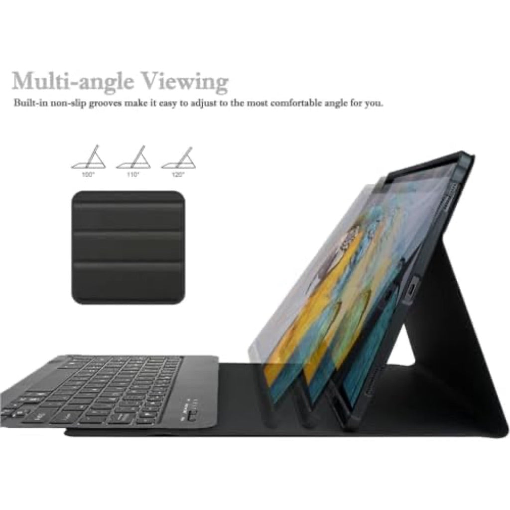 FARYODI Keyboard Case for Samsung Galaxy S10 Plus and Tab S9 FE+ 5G (12.4-inch), Detachable Magnetic Wireless Keyboard with S Pen Holder - Black