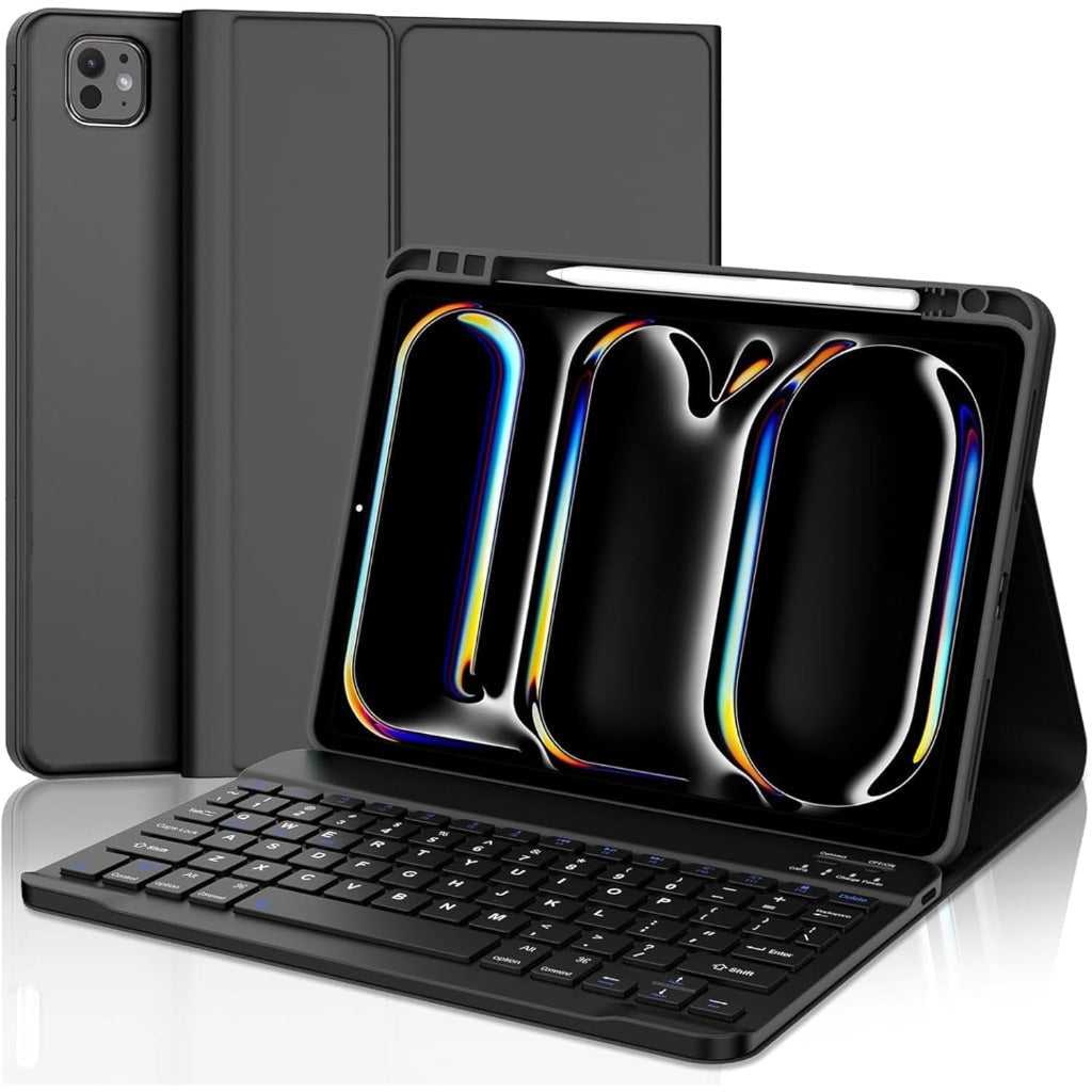 FARYODI for iPad Pro 11 inch Case with Keyboard (M4, 2024), Detachable Magnetic Wireless Keyboard, Smart Folio Cover with Pencil Holder - Black