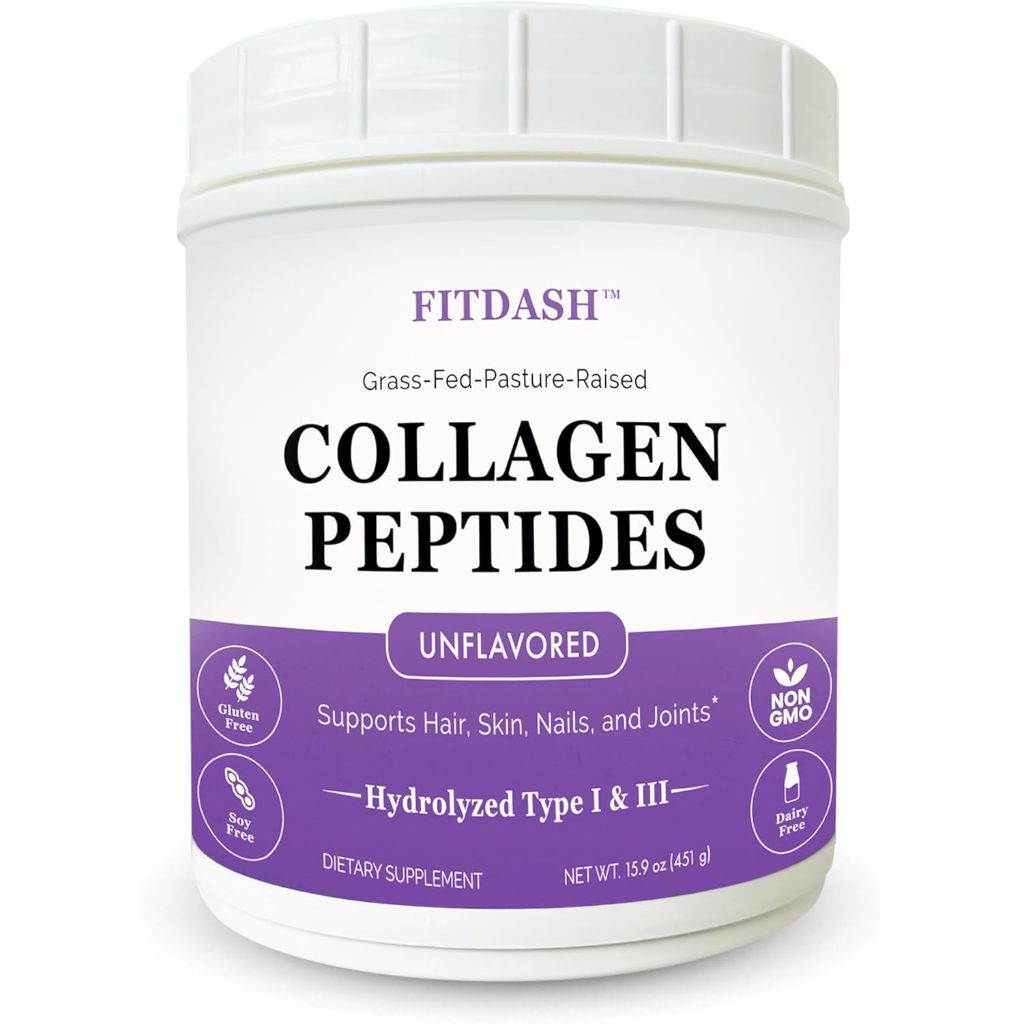 FitDash Hydrolyzed Collagen Peptides Powder Type I and III, Unflavored - 41 Servings/15.9 oz