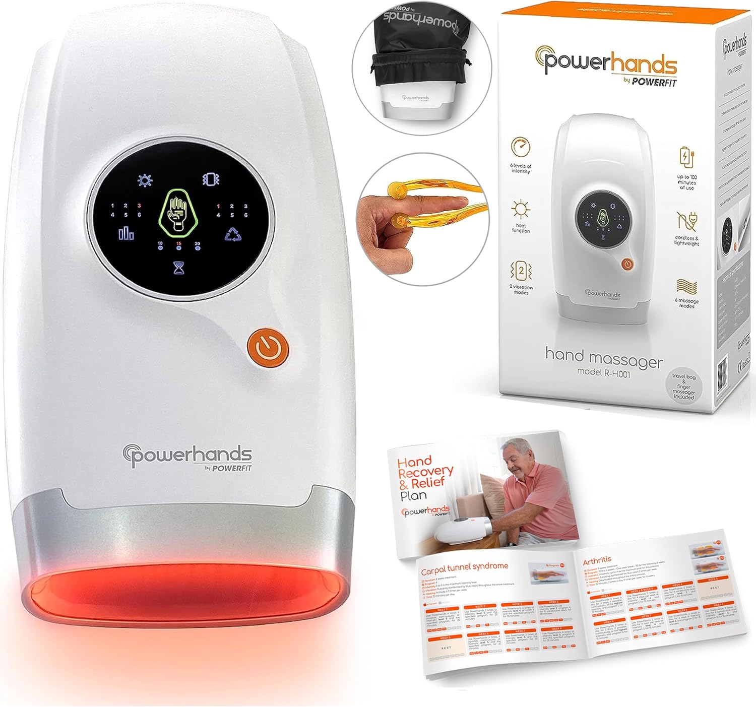 Powerfit Powerhands Hand Massager for Arthritis, Carpal Tunnel with Heat and Compression