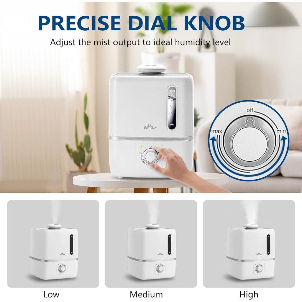 Bear 3L Cool Must Bedroom Humidifier and Oil Diffuser, Quiet, Adjustable Mist, Auto Shut-Off - White (JSQ-230WB)