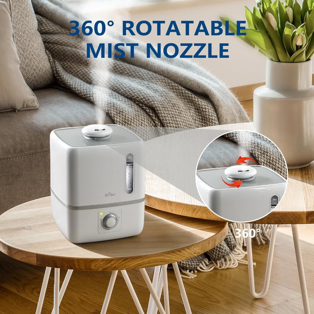Bear 3L Cool Must Bedroom Humidifier and Oil Diffuser, Quiet, Adjustable Mist, Auto Shut-Off - White (JSQ-230WB)