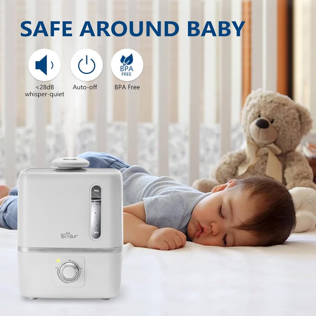 Bear 3L Cool Must Bedroom Humidifier and Oil Diffuser, Quiet, Adjustable Mist, Auto Shut-Off - White (JSQ-230WB)