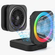 Delxo Desktop Bluetooth Speaker with LED Light and Fan, Black