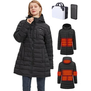 Women's Heated Jacket with Battery Pack, 8 Heating Zones, Slim Fit, Detachable Hood - Black, Size Small