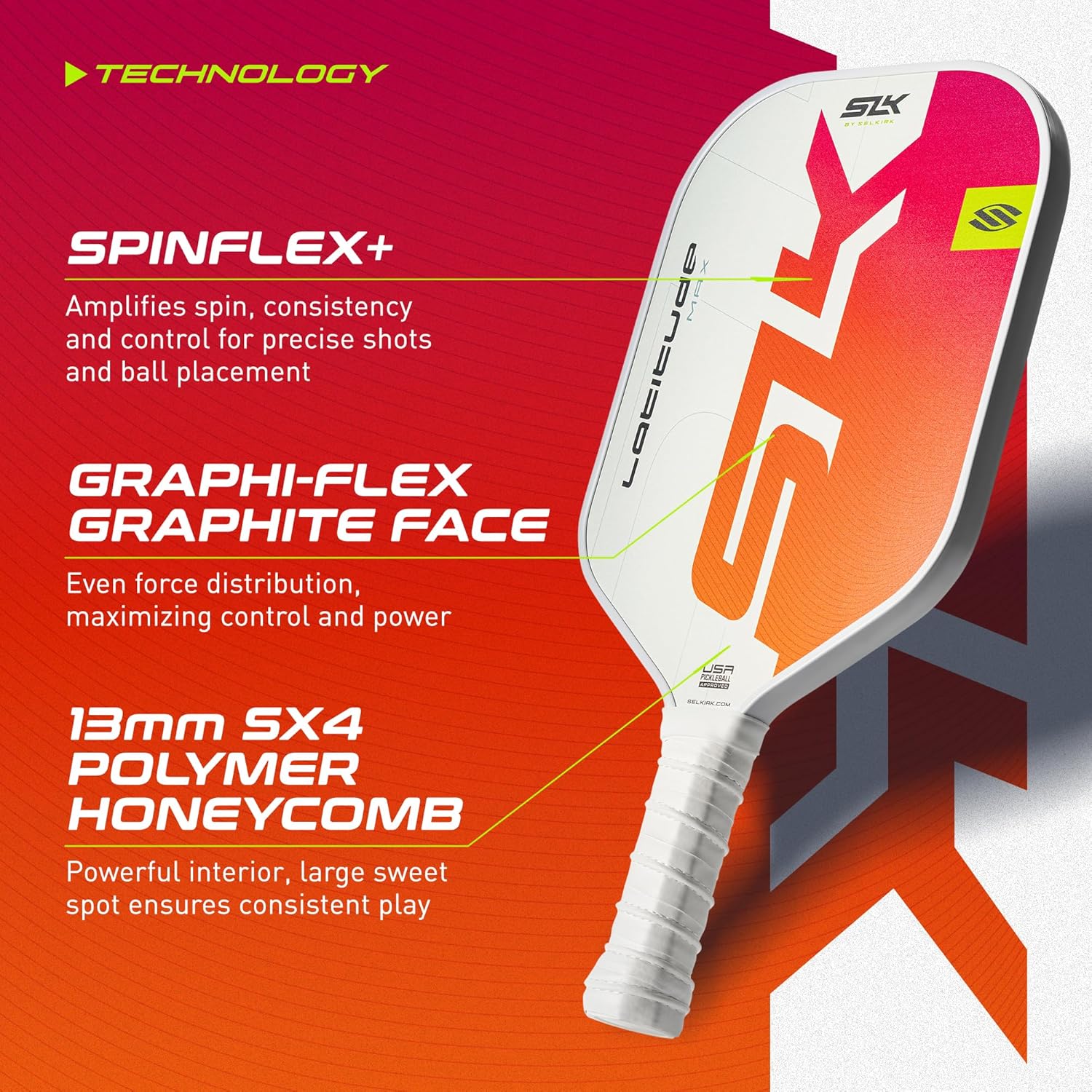 Selkirk SLK Latitude Max Pickleball Paddle - Electric Sunset