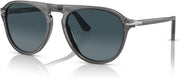 Persol Men's PO3302S 1196S3 Sunglasses - Classic Aviator Style, Gray/Light Blue Gradient Dark Blue Lens, 55mm