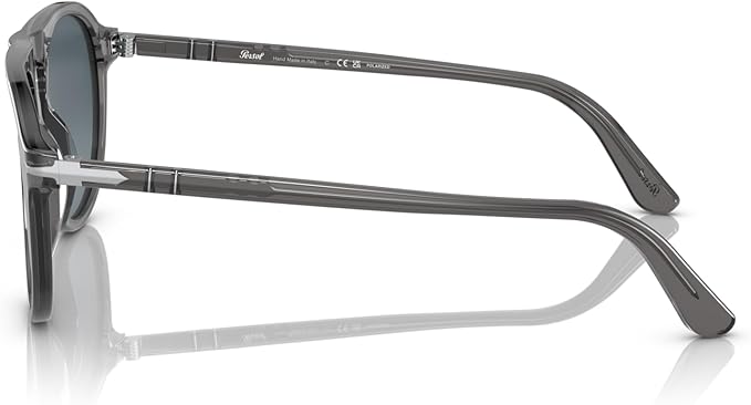 Persol Men's PO3302S 1196S3 Sunglasses - Classic Aviator Style, Gray/Light Blue Gradient Dark Blue Lens, 55mm