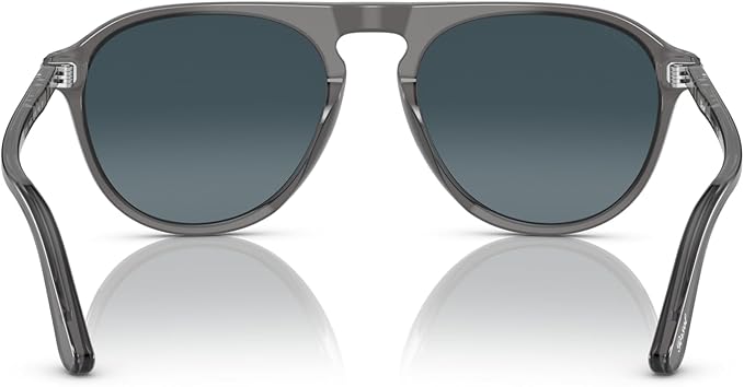 Persol Men's PO3302S 1196S3 Sunglasses - Classic Aviator Style, Gray/Light Blue Gradient Dark Blue Lens, 55mm