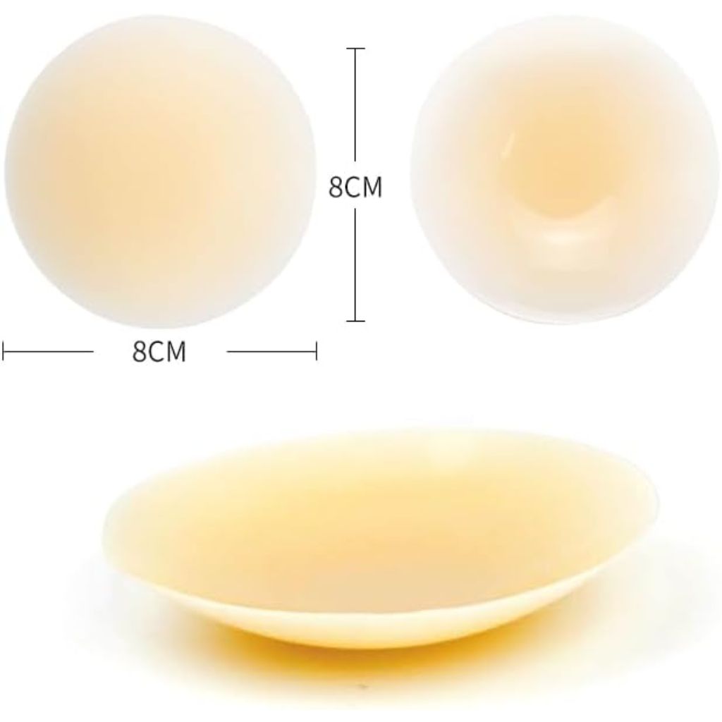 BoldBelle Reusable Silicone Nipple Covers, Invisible Sticky Adhesive - Beige, 2 Pairs