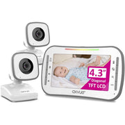 Axvue Video Baby Monitor 4.3" LCD Screen + 2 Cameras, 2-Way Audio, Rechargeable