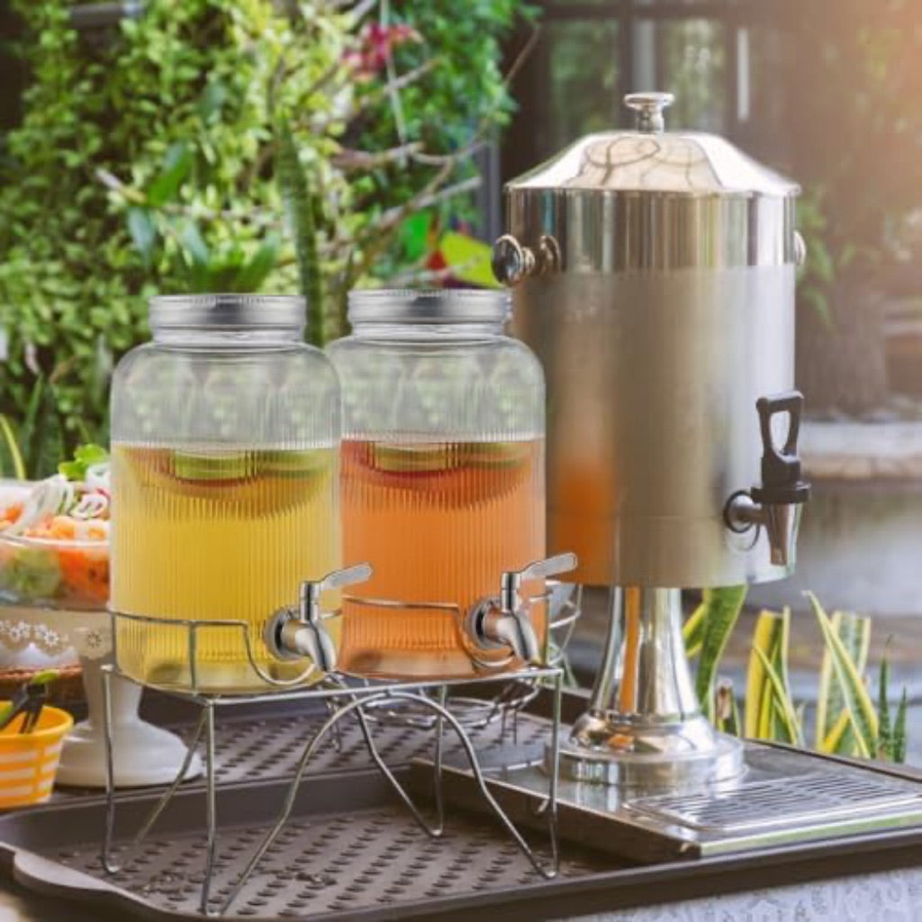 Evanda Glass Drink Dispenser, 1 Gallon with Leak-Proof Stainless Steel Faucets/Spigot