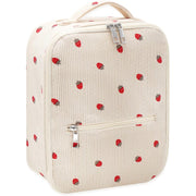 Leakproof Thermal Lunch Tote Bag, Large Capacity - Beige Corduroy Strawberry