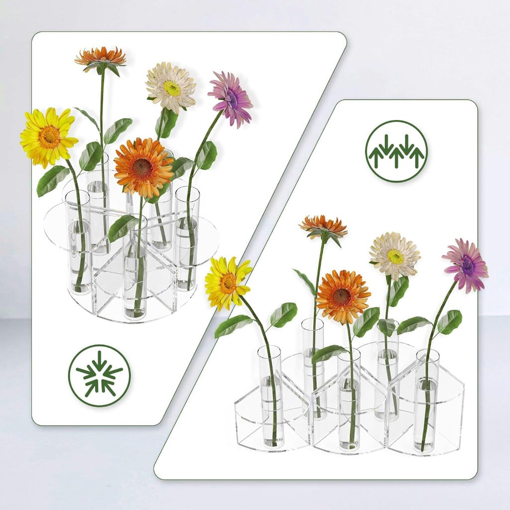 NIUBEE Plant Propagation Station Indoor: Petals Shaped Plant Terrarium with 5 Glass Test Tubes (Clear)