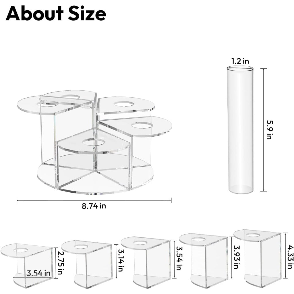 NIUBEE Plant Propagation Station Indoor: Petals Shaped Plant Terrarium with 5 Glass Test Tubes (Clear)