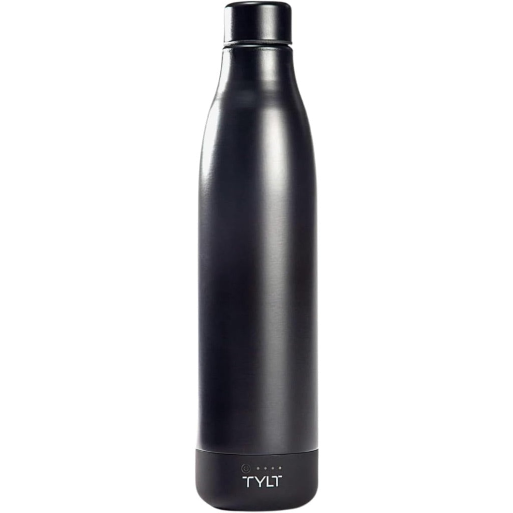 TYLT All-in-One Stainless Steel Water Bottle & 5700 MAH Portable Power Bank - Black, 17oz