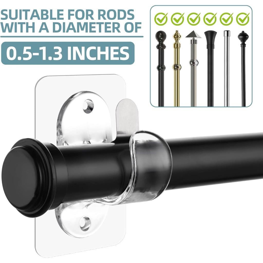 Antimbee No-Drill Adhesive Transparent Curtain Rod Brackets, 18lb Max Load Capacity (16ct.)