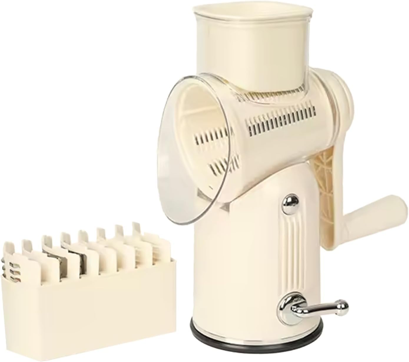 Chef Power Rotary Cheese Grater and Vegetable Chopper/Slicer with Handle - Beige