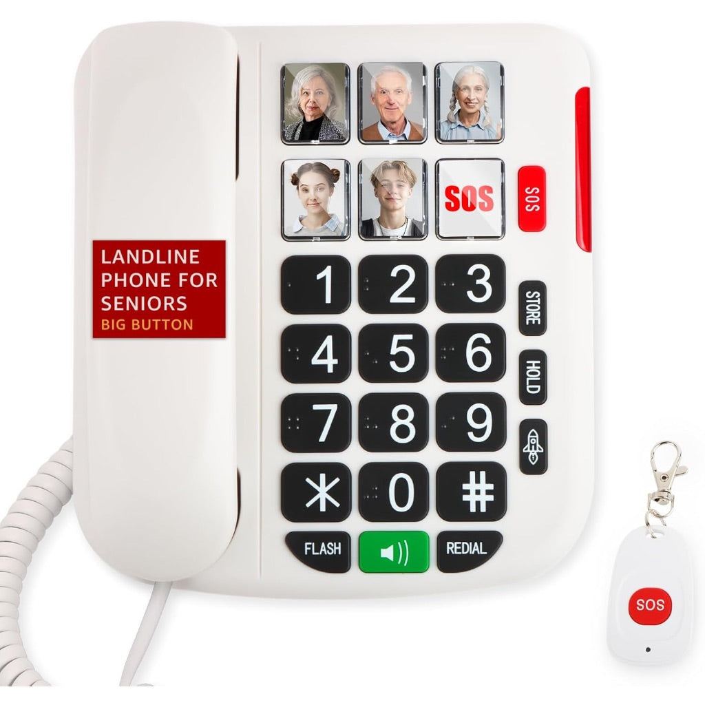 Uvital Landline Telephone w/Big Buttons, Loud Volume - White (SKH-410 Pro)