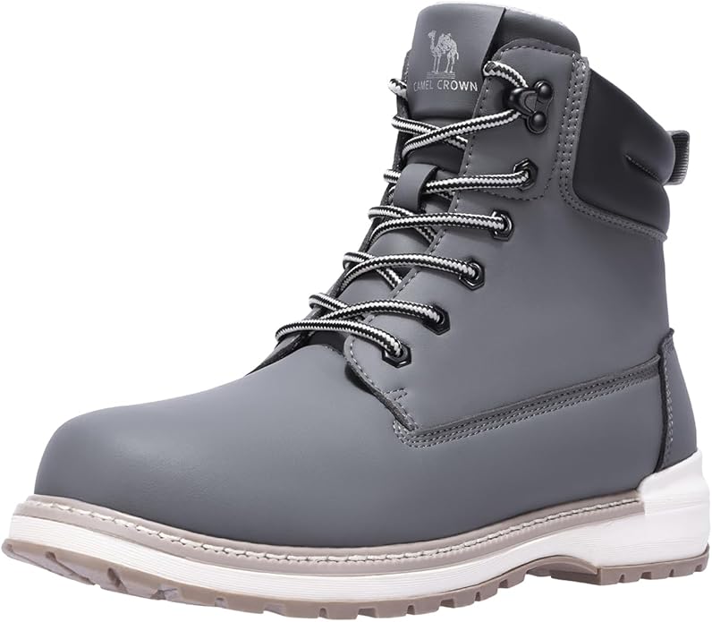 Camel Crown Men's Water-Resistant, Soft Toe Non Slip Work Boots - Gray, Size 11
