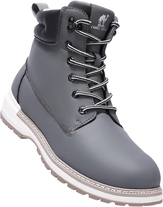 Camel Crown Men's Water-Resistant, Soft Toe Non Slip Work Boots - Gray, Size 11