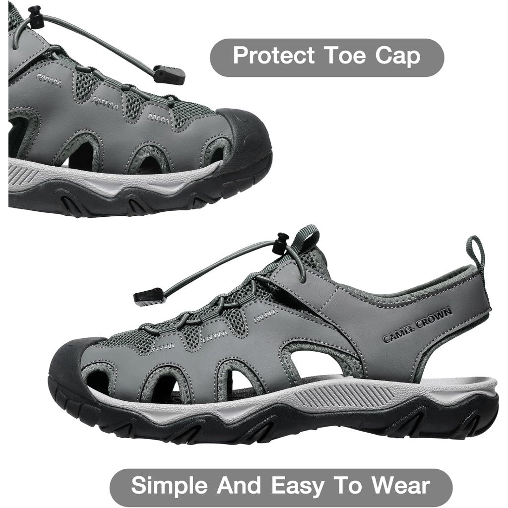 Camel Crown Men's Anti-Slip Hiking Sandals - Gray, Size 10