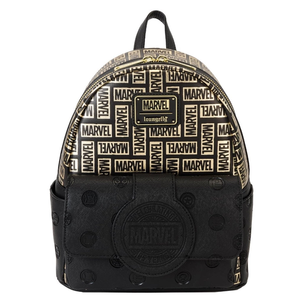 Loungefly Marvel 85th Anniversary Golden Logo Mini Backpack - Gold & Black