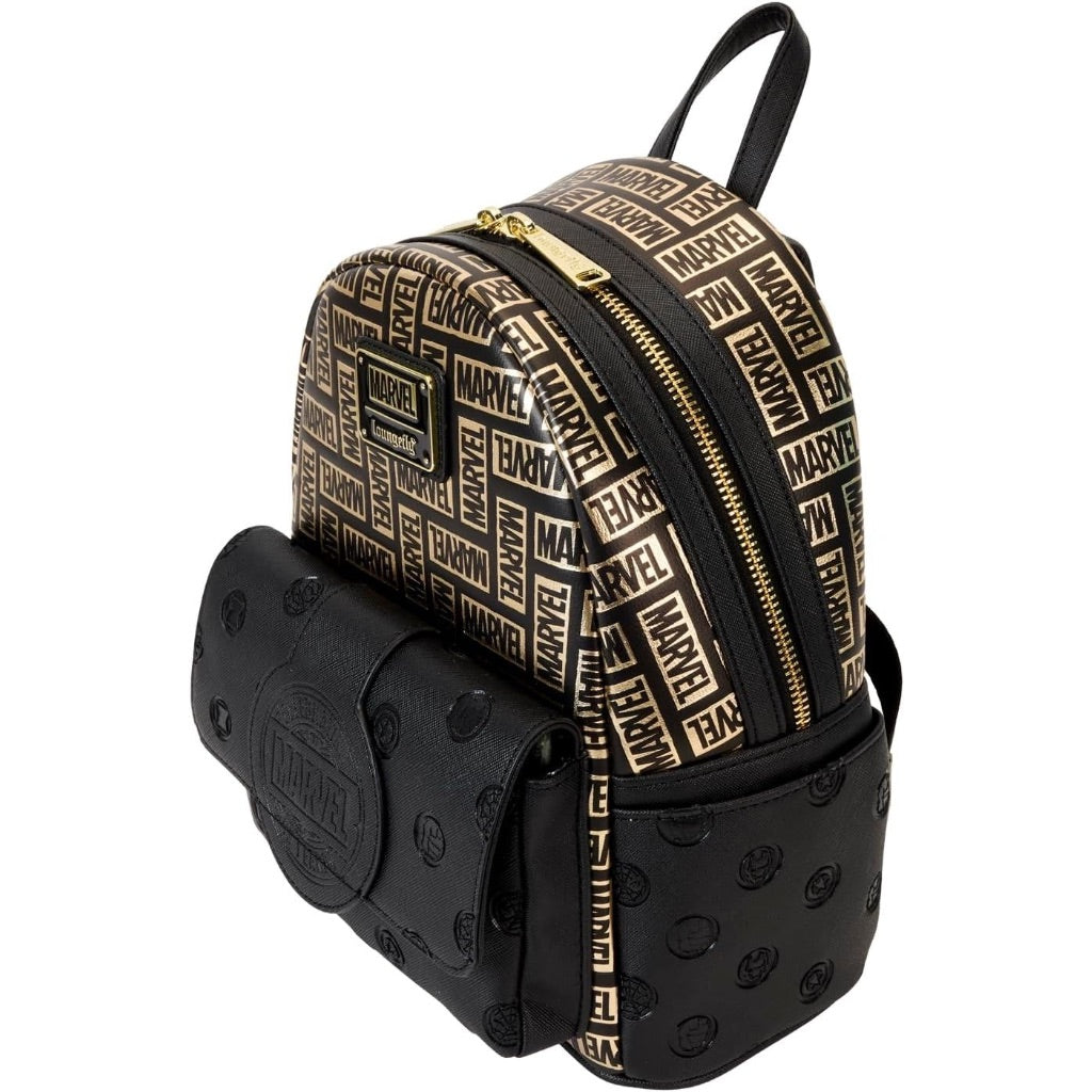 Loungefly Marvel 85th Anniversary Golden Logo Mini Backpack - Gold & Black
