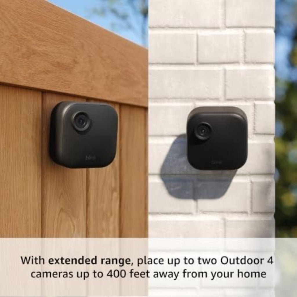 Blink Outdoor 4 XR Wireless Security Camera System with 400′ Range and Sync Module - Black, 2 Cameras