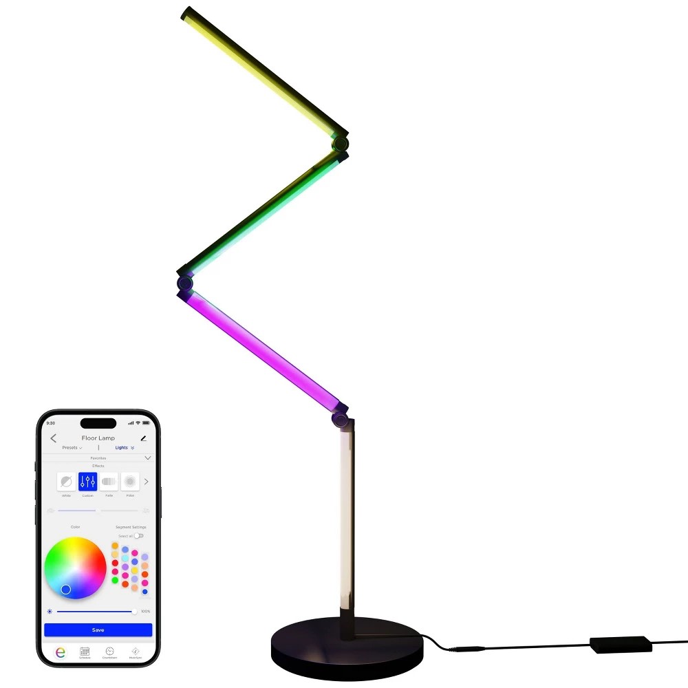 Enbrighten Vibe Wi-Fi Spectrum RGBWIC Adjustable Accent Lamp with Music Sync & Color Changing: Indoor Metal Electric Decorative Lantern