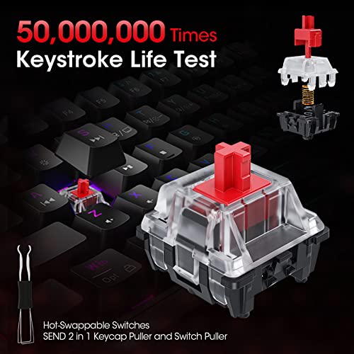KOORUI 60% Wired Gaming Keyboard - 61 Keys, Ultra-Compact, 26 RGB Backlit with Red Switch
